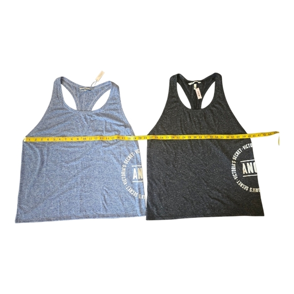 2 NWT Victoria's Secret Angel Racerback MuscleTank Tops Blue Black Size Large - Picture 11 of 13